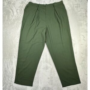 The Avenue Women 20 Trousers Olive Green Pleated Workwear Poly Rayon Dress Pants